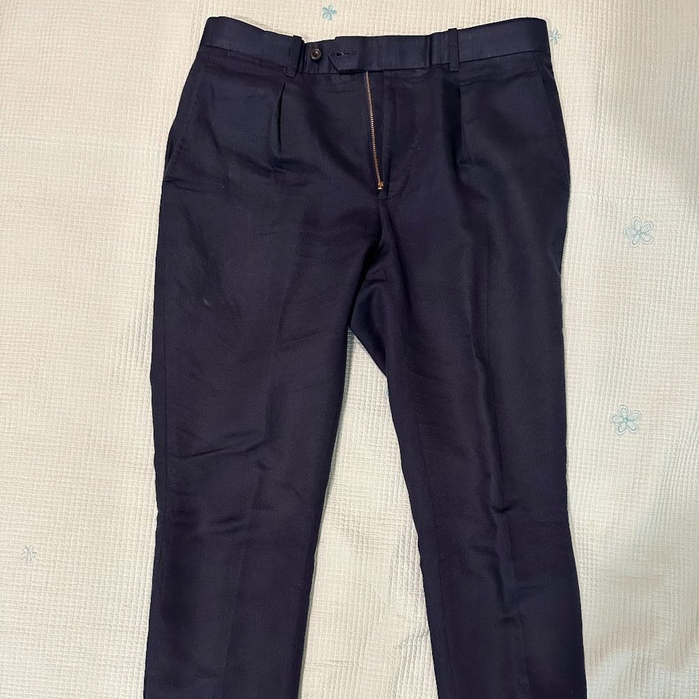 Luxire Navy Cotton Linen Pant